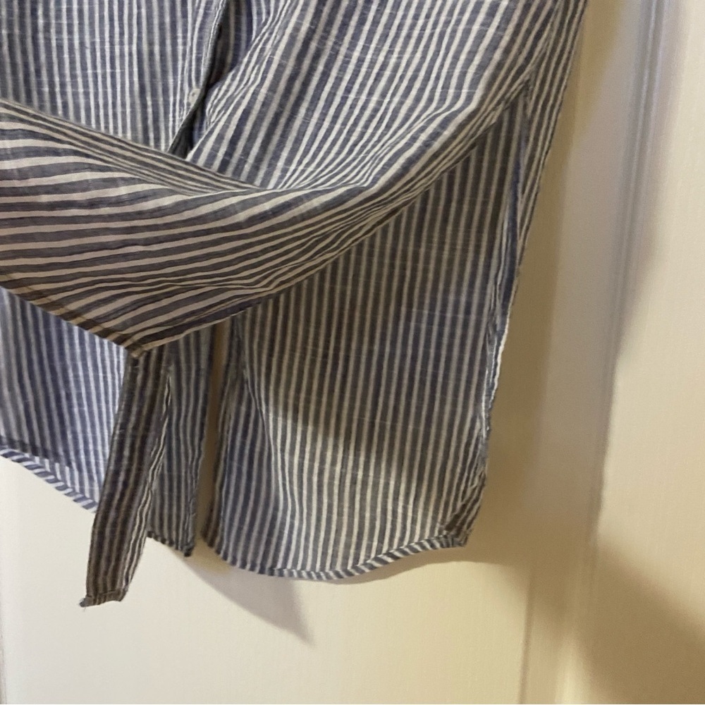 Gray and Blue Striped Layered Shirt Dress - Picture 4 of 8